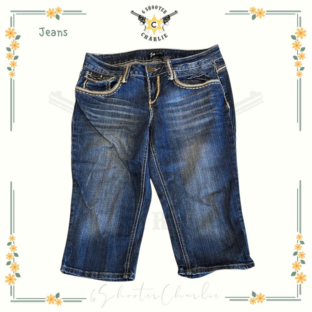 Z 2 Bermuda Shorts Women's 11 Blue Dark Wash Denim Stretch Low-Rise